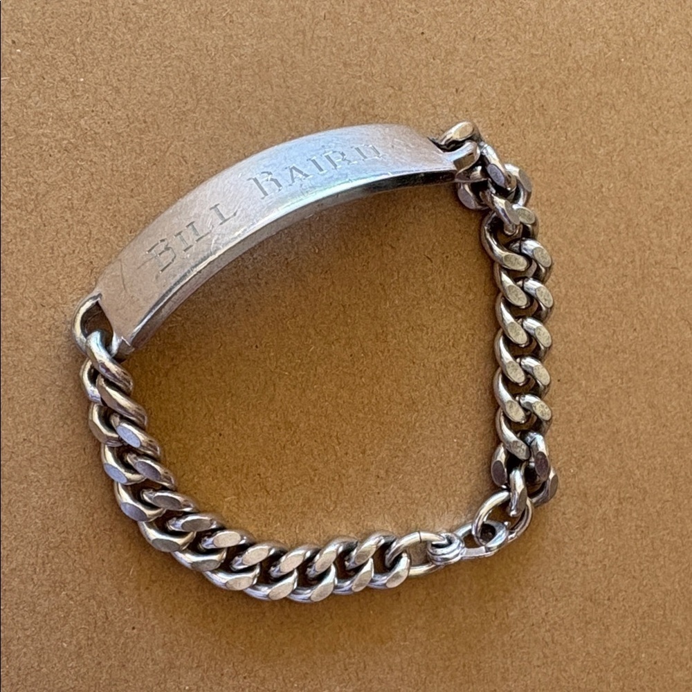 Mens ‘nickel silver’ engraved Cuban link bracelet